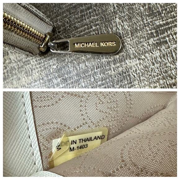 Michael Kors Jet Set vanilla monogram logo large zip wallet / wristlet - Picture 6 of 7